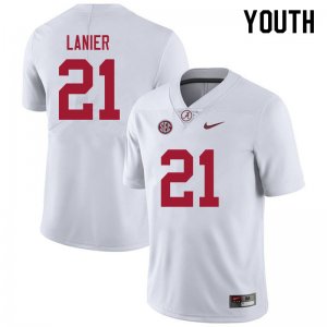 NCAA Youth Alabama Crimson Tide #21 Brylan Lanier Stitched College 2021 Nike Authentic White Football Jersey UX17F21LY